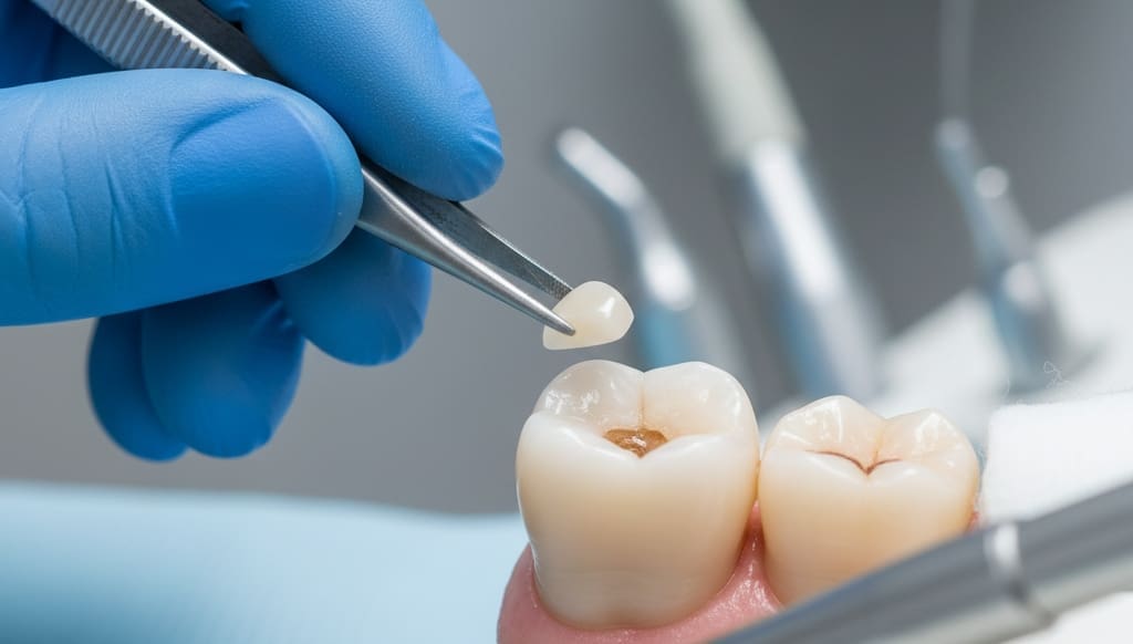 Ceramic porcelain dental filling inlay restoration