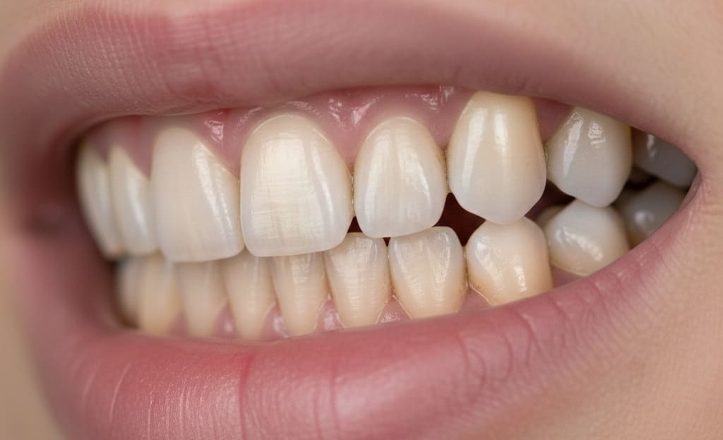 Early gum recession showing exposed tooth roots and inflamed gums for dental awareness