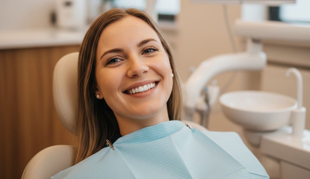 Healthy bright smile after Guided Biofilm Therapy dental cleaning