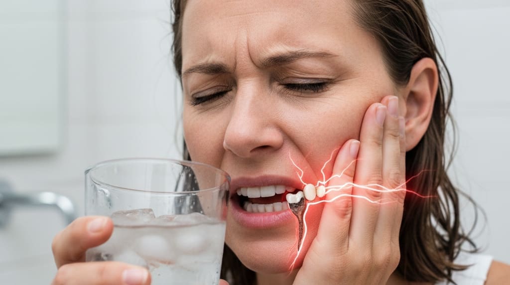 Tooth sensitivity caused by loose dental crown