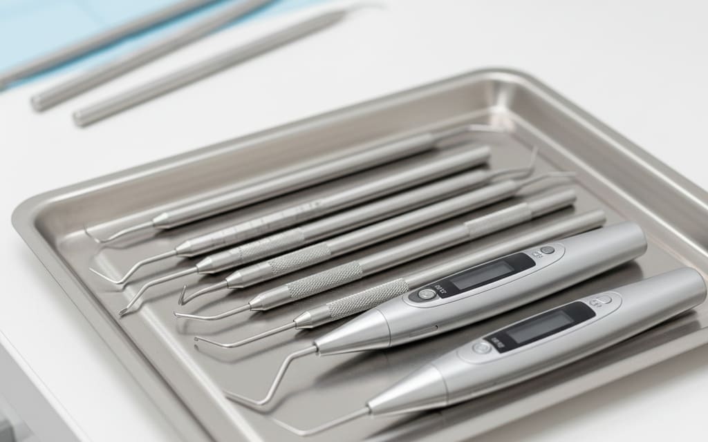 Digital periodontal probe recording gum pocket depths electronically