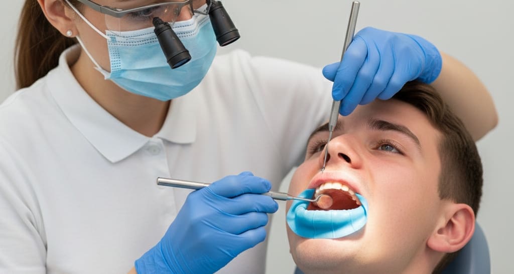 Periodontal probing to measure gum pocket depth for early disease detection