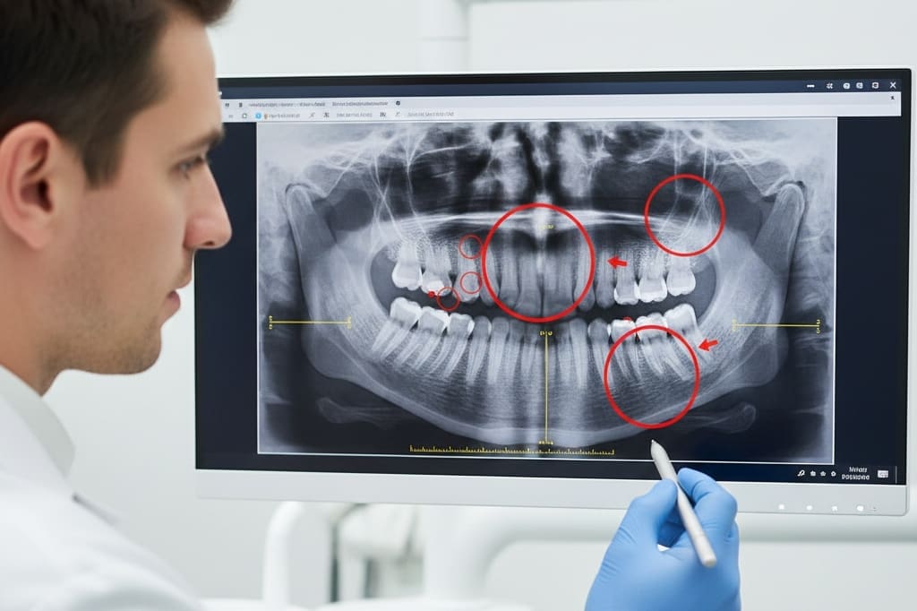 AI dental software analyzing X-rays to detect early oral health issues