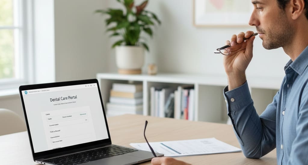 Person reviewing dental insurance documents for dental care in Canada