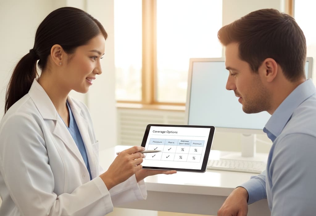 Dentist explaining dental insurance coverage to a patient in Canada